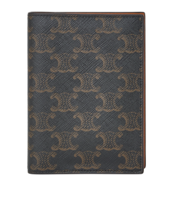 Celine Triomphe Passport Cover, Canvas, Brown/Blk, MII, B/DB, 3*